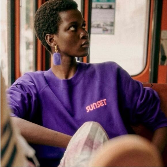 RARE! NEW SEZANE Sunset Sweatshirt in Ultra Violet - Picture 1 of 7